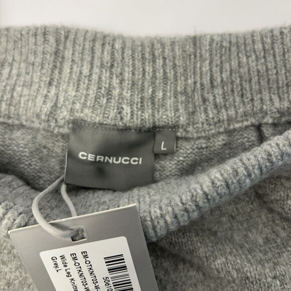 Cernucci Wide Leg Knitted Jogger Grey Sweater Type Sz L New w/Tags - Picture 5 of 8